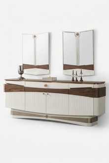 Sideboard mit 2x Spiegele Kommode Schrank Modern Design Wohnzimmer Holz