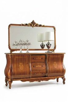 Sideboard mit Spiegel Anrichte Sideboards Holz Schrank Kommoden Braun Möbel