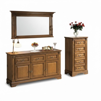Sideboard mit Spiegel Klassisches Kommode Stilvoller Möbel Wohnzimmer Set 3tlg