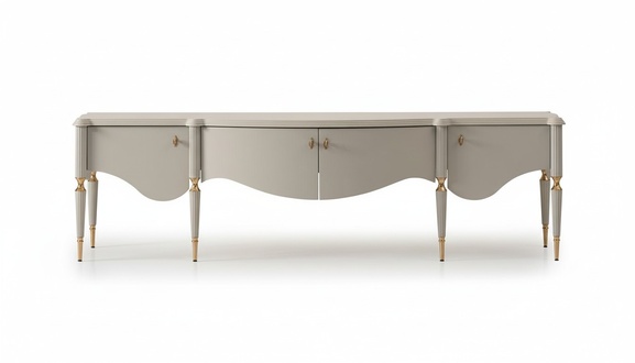 Sideboard RTV Lowboard TV Ständer Beige Holz Wohnzimmer Tisch Schrank