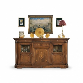 Sideboard Wohnzimmer Kommode mit Schubladen Holz Schrank Braun Neu