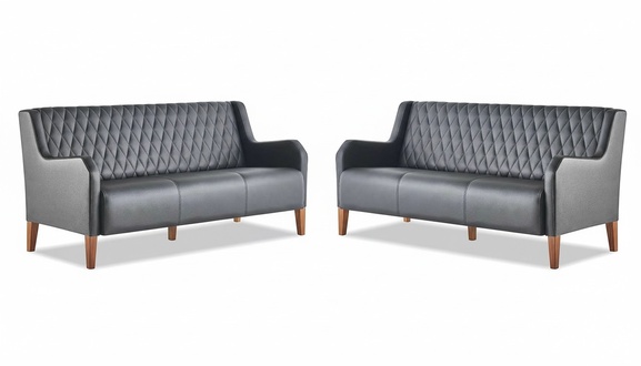 Sitzmöbel Modern Ledersofas Set 3-Sitzer Schwarz Sofa-Set Leder Holz