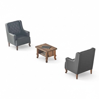 Sitzmöbel Sessel Couchtisch Set Schwarz Braun Chesterfiedl Klassisch