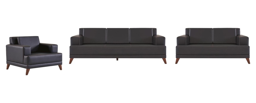 Sitzmöbel Sofa-Set 3-Sitzer 2-Sitzer Sessel Modern Schwarz Ledersofas