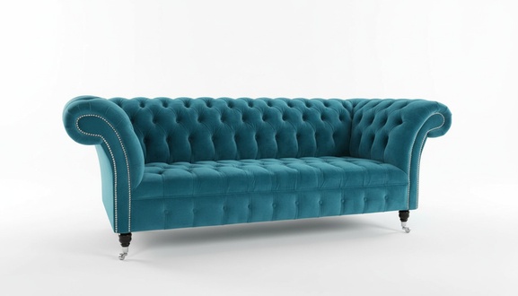 Sofa 3 Sitzer Couch design Turkis Chesterfield Polster Sitz Garnitur
