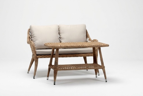 Sofa 3 Sitzer Couchtisch Garnitur Sofas Dreisitzer Rattan Tisch Luxus Modern