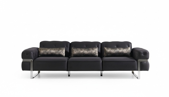 Sofa 3 Sitzer Dreisitzer Textil Luxus Möbel Design Couch schwarz