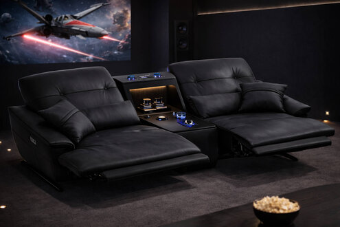 Relax Sofa Multimedia Couch Entertainment Ledersofa Heimkino Verstellbar