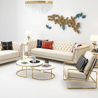 Sofa Chesterfield Couch Polster Sitz 3+2 Sitzer Garnitur Design Couchen