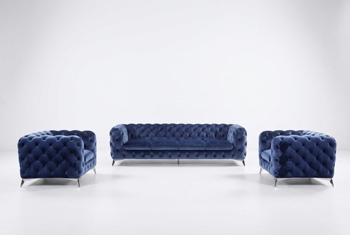 Sofa Chesterfield Couch Polster XXL Big Garnitur Textil 2+1+1 designer