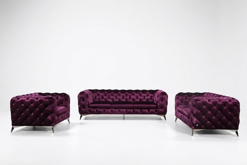 Sofa Chesterfield Polster Couch XXL Big Garnitur Textil 2+1+1 designer