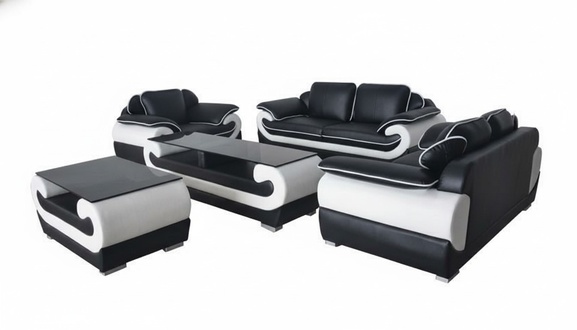 Sofa Couch Garnitur Sitz Polster Komplett Set 3+2+1 Sofas Designer Couchen + USB