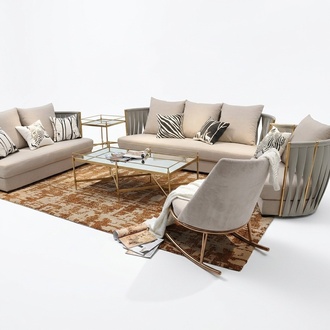Sofa Couch Stoff Polster Sitz 3+1 Sitzer Garnitur Design Couchen Sofas Metall