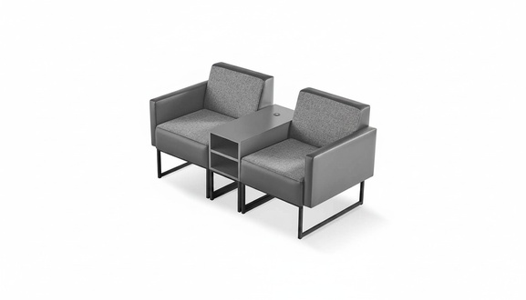 Sofa Grau 2-Sitzer Regalen Arbeitszimmer Flur Diele Foyer Büroeinrichtung
