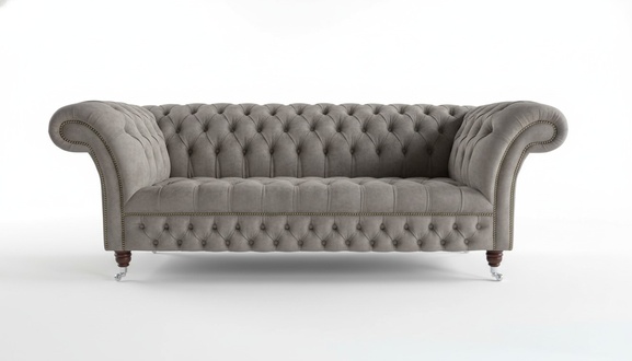 Sofa Luxus Textil Chesterfield Couch Sofas Polster 3 Sitzer Garnitur Grau