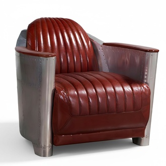 Sofa Sessel Echtleder Couch club Lounge Retro Aviator Vintage Aluminium Flugzeug