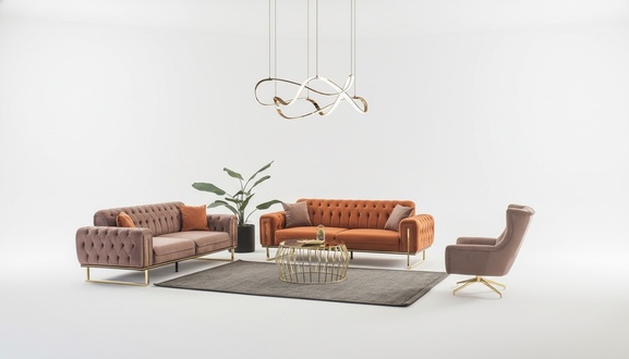 Sofa-Set in stilvollem Design Interieur voller Eleganz