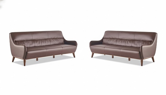 Sofa-Set Leder Holz 3-Sitzer Ledersofas Sofas Braun Klassisch Couch