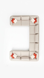 Sofa U- Form Luxus Wohnzimmer Ecksofa Beige Polstersofa Design Modern Stil