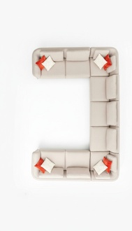 Sofa U- Form Wohnzimmer Ecksofa Beige Polstersofa Design Modern