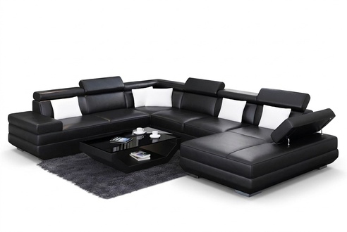 sofa wohnzimmer Leder xxl couch polster landschaft moderne designer