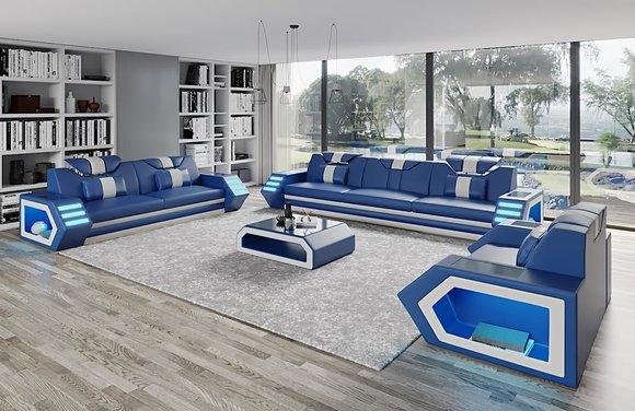 Sofagarnitur 3+2+1 Ledersofa Couch Leder Sofa Couch Polster Sitz Garnitur