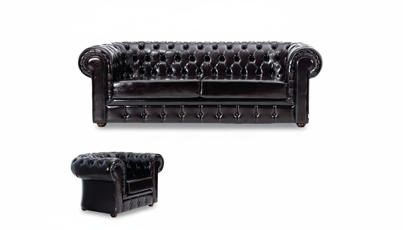 Sofagarnitur 2+1 Sitzer Chesterfield Leder Sofa Modern Relax Sessel 2tlg.Möbel