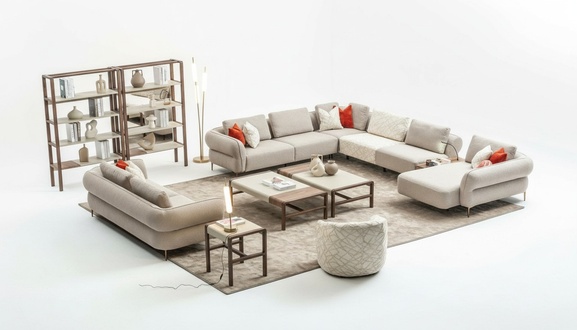 Sofagarnitur 2+1 Sitzer U-Form Sofa Set Wohnzimmer Garnitur Luxus Couchen