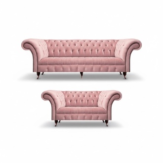 Sofagarnitur 2tlg Rosa Komplett Chesterfield Wohnzimmer 2x Sofas Neu Einrichtung