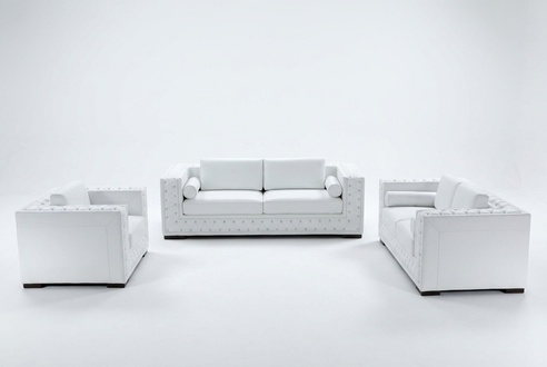 Sofagarnitur 3+1+1 Sitzer Set Design Sofas Polster Couchen Leder Chesterfield