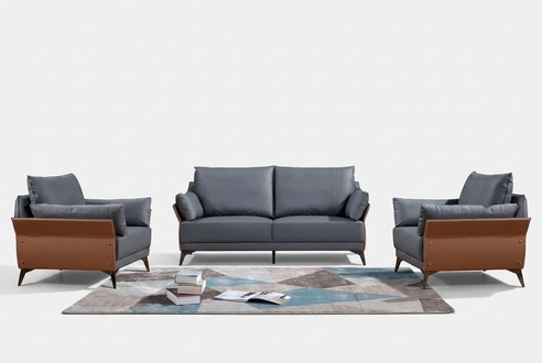 Sofagarnitur 3+1+1 Sitzer Sofas Couch Polster Garnitur Möbel Couchen Leder Büro