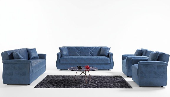 Sofagarnitur 3+2+1+1 Holz Wohnzimmer Luxus Sofa Modern Stoff Komplett