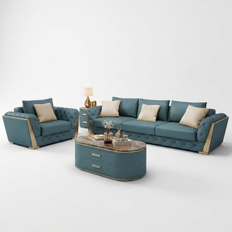 Sofagarnitur 3+2+1 Sitzer Wohnlandschaft Sofa Couch Polster Sofas Garnitur Leder