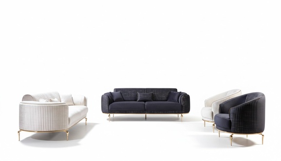 Sofagarnitur 3+3+1+1 Set Sitzer Couch Polster Möbel Textil Stoff Luxus