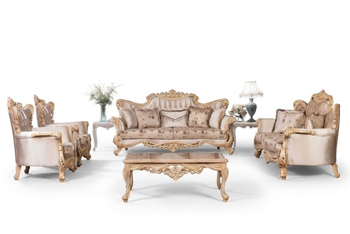 Sofagarnitur 3+3+1+1 Sitzer Couchtisch Garnitur Sofa Sofas Sessel Stoff Set 5tlg