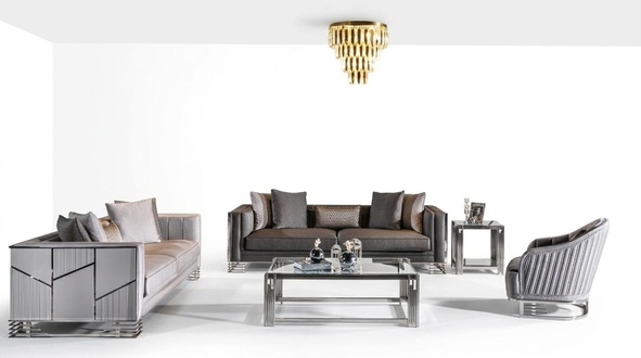 Sofagarnitur 3+3+1 Sitzer Couchtisch Beistelltisch Sofa Sessel Set 5tlg.