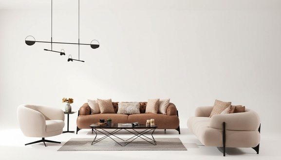 Sofagarnitur 3+3+1 Sitzer Textil Holz Sofa 3 Sitzer Modern Sessel Komplett Set