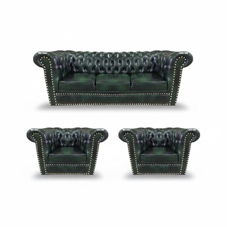 Sofagarnitur 3tlg Sofa Couch Polster Chesterfield Design 2x Sessel Ledersofa Neu