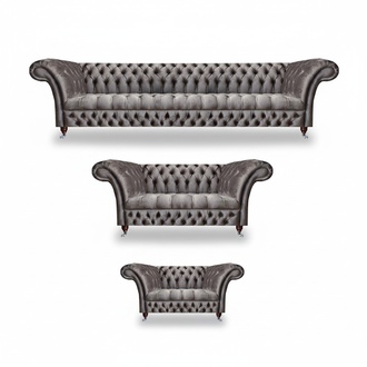 Sofagarnitur 4+2+1 Textil Sofa Komplett Grau Moderne Polstermöbel Wohnzimmer