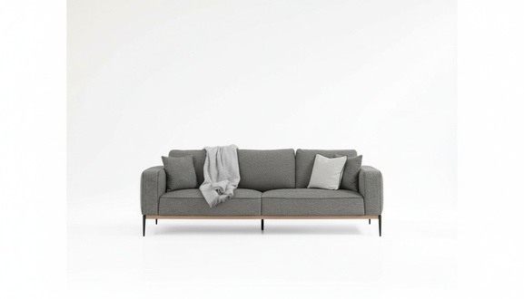 Sofagarnitur 431 Sitzer Sofa Modern Stoff Set Grau Gruppe Wohnzimmer