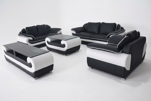 Sofagarnitur 5 tlg. rtv Couch Tisch 321 Sitz Garnitur Moderne Sessel Sofa + USB