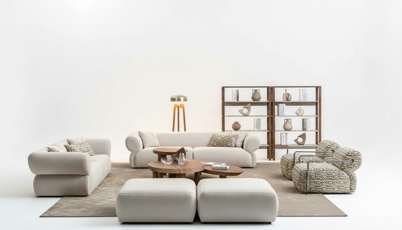 Sofagarnitur 6tlg. Wohnlandschaft Sitzer Hocker Wohnzimmer Set Modern Design