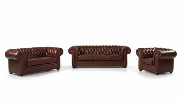 Sofagarnitur Chesterfield Ledersofa 3+2+1 Sofa Kunstleder 100% Leder Sofort
