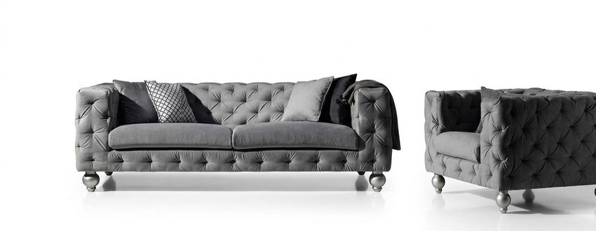 Sofagarnitur Chesterfield Set 252cm + Sessel Sofa Couch designer Sofa