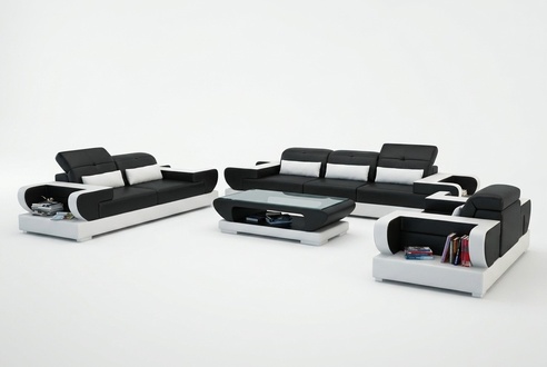Sofagarnitur Couch Polster Leder Sitz Garnitur 3+2+1 Set Modernes Sofa Detmold