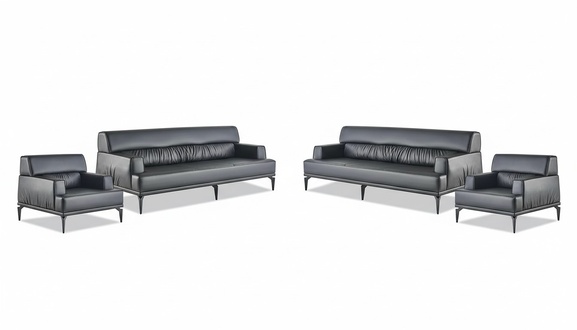 Sofagarnitur Couch Polster Möbel Büroeinrichtung Sitzer Schwarz Sofa-Set 4tlg.