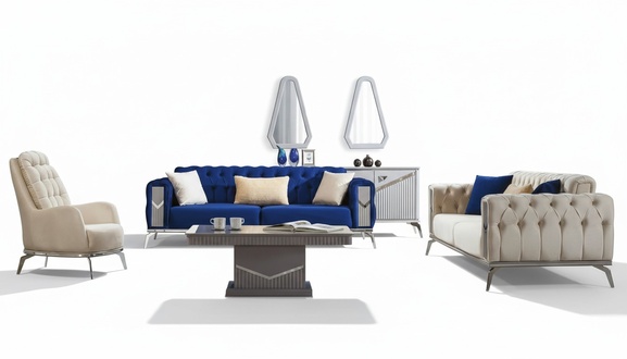 Sofagarnitur Couch Set Polster Möbel 3+3+1 Wohnzimmer 3tlg. Garnituren