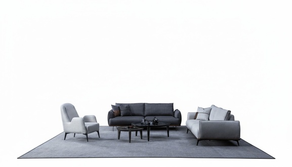 Sofagarnitur Dreisitzer Sessel Set Design Modern Polstersofa Textil