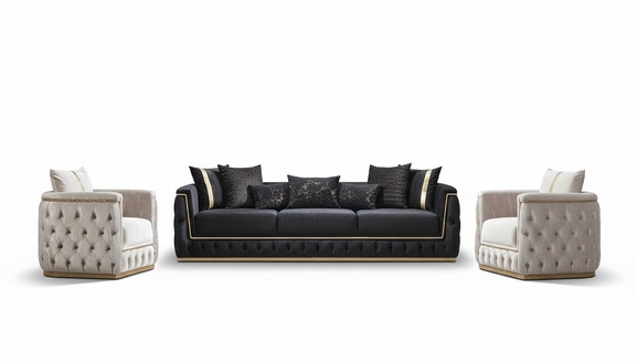 Sofagarnitur Garnitur Sofas Sofa Sessel Dreisitzer 3+3+1 Sitzer Stoff