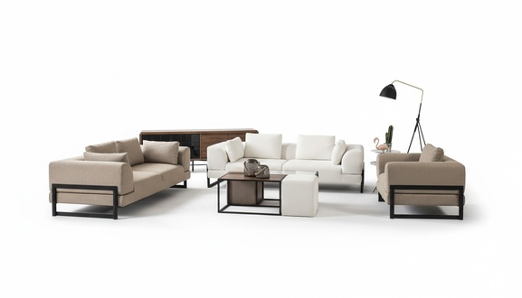 Sofagarnitur Komplette Polstersofa Couchgarnitur Grau Stoff Stoffsofa